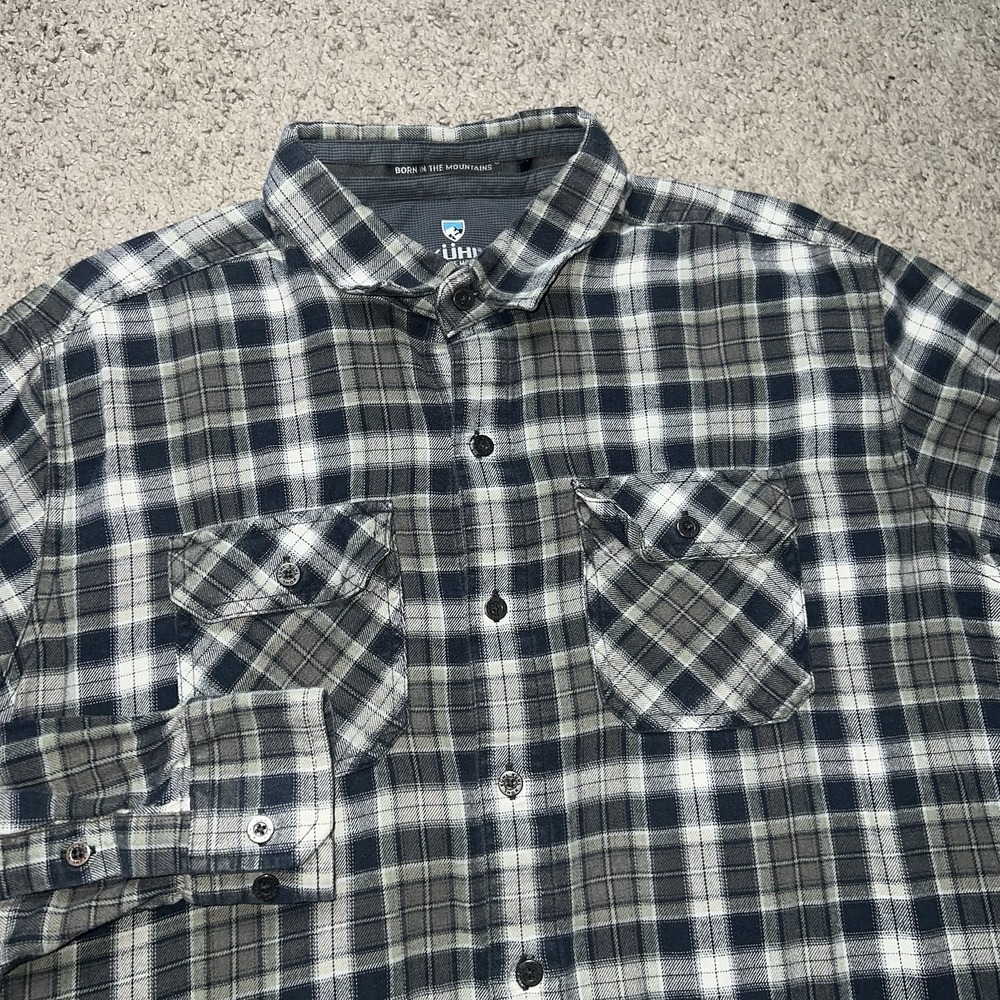 Kuhl Dillingr Plaid Long Sleeve Hiking Soft Tencel Button Flannel Shirt Sz M